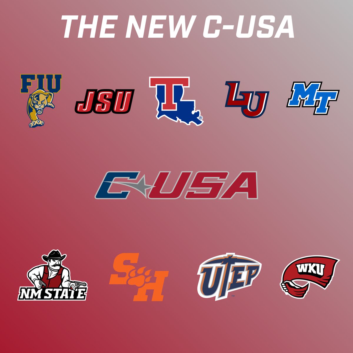 G5NewsNow's tweet photo. Coming 2023: the new C-USA. Who will do the best in this conference? Are there any additional teams that they should consider adding? https://t.co/mjsRNmmpyz