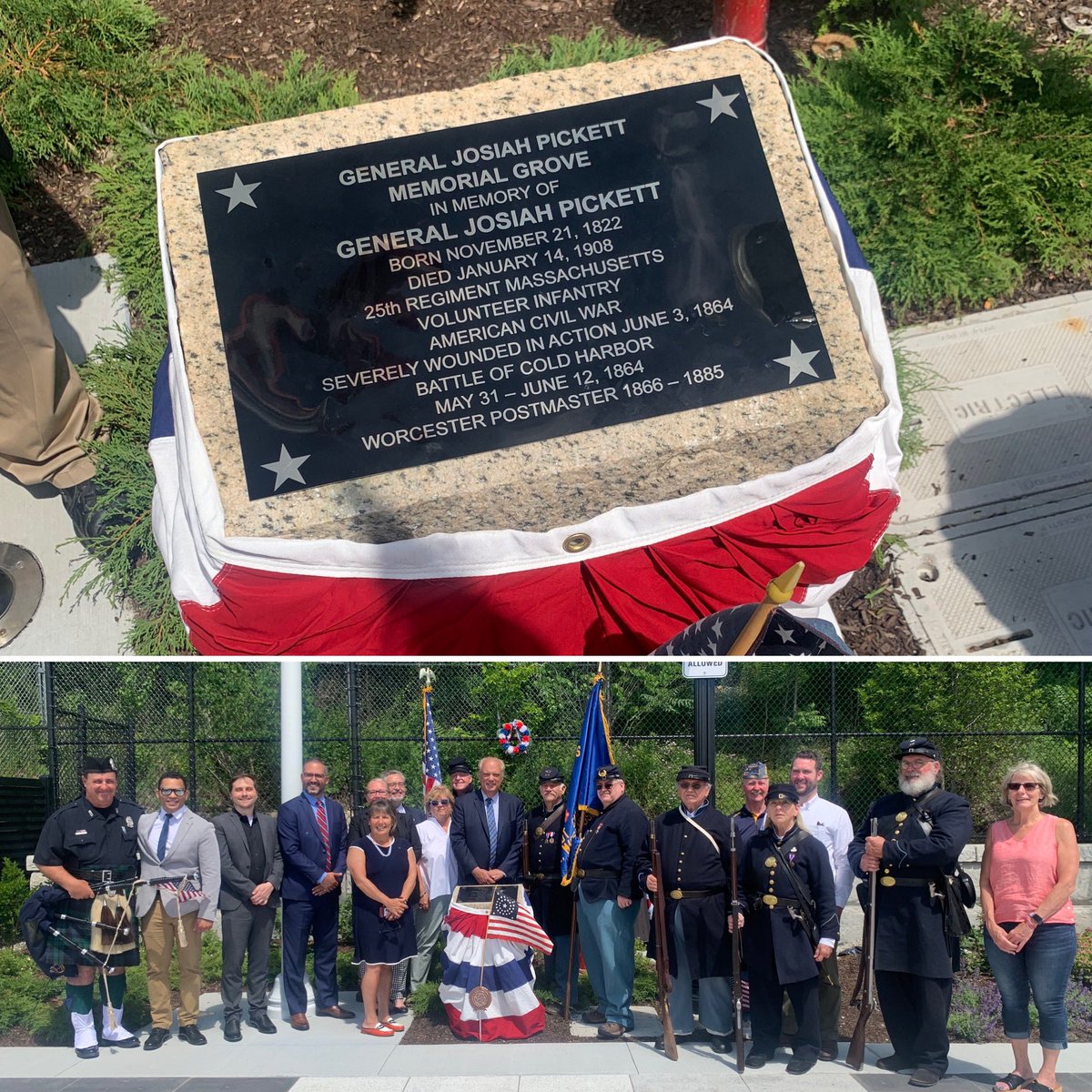 Thanks to all who joined us this morning for the dedication of a permanent memorial to General Josiah Pickett, a Civil War leader and longtime Worcester public servant at Rockland Trust Plaza.