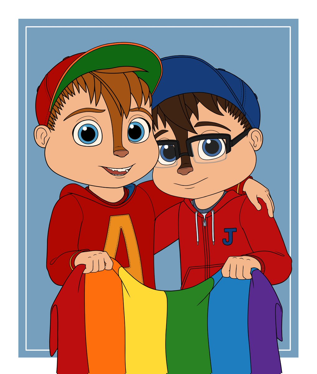 TheCreativeMunk's tweet image. Happy Pride Month! Enjoy this art piece of Alvin and my OC Jordan together. They're my favorite non-canon pairing from my childhood since they allowed me to express myself. They bring me so much joy and I found comfort in their love 🤗❤️
#PrideMonth #alvinandthechipmunks