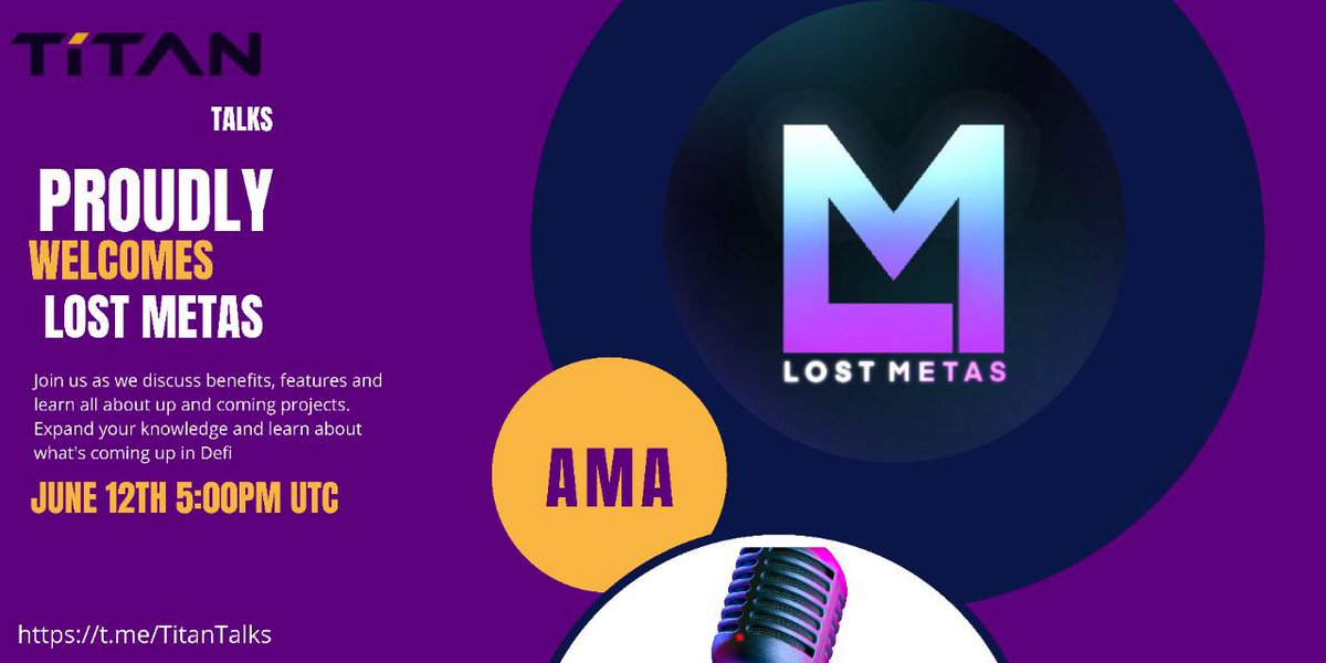 In honor of our upcoming presale, we want to invite everyone to learn more about Lost Metas and the phenomenal product they are bringing. 
LostMetas utilize a revenue reward system for holders of their token $LOSTMTS. 
t.me/LostMetasEU
t.me/TitanTalks 
#TitanX #AMA
