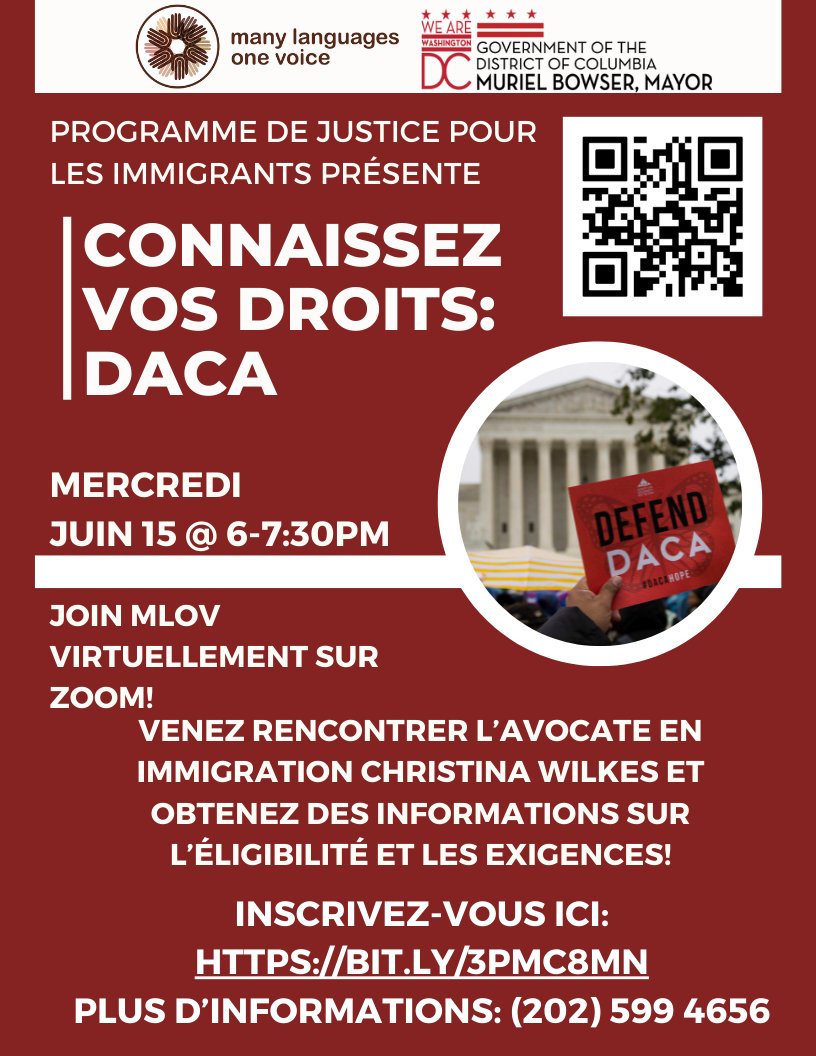 Know Your Rights workshop on DACA. 06/15/22 @ 6 - 7:30pm