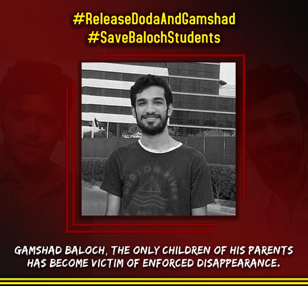 Asif_Baloch8's tweet photo. Gamshad Baloch, the only children of his parents has become the victim of enforced disappearance. 
#ReleaseDodaAndGamshad
#SaveBalochStudents https://t.co/DtBdaPgP4g