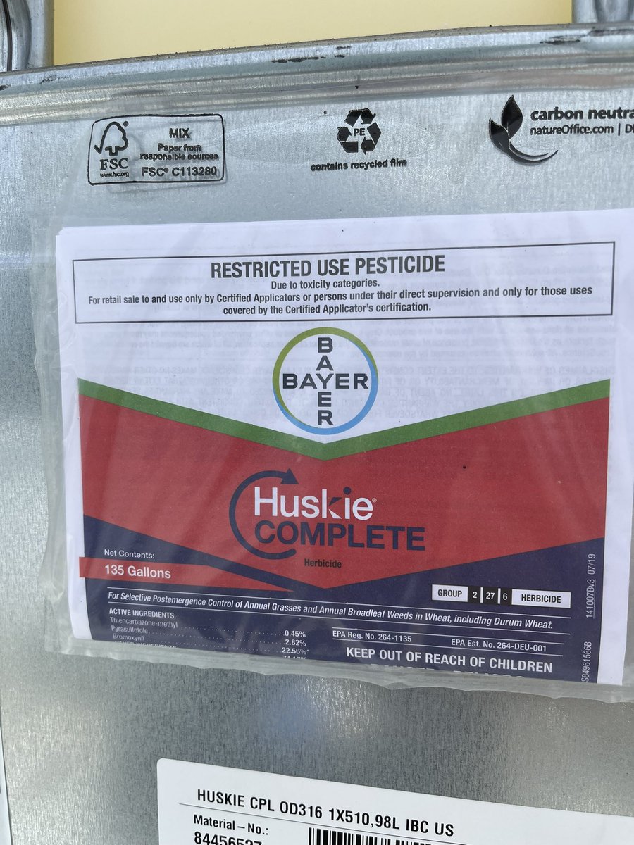 Gavinbalvitsch's tweet photo. Loading and delivering chemical is one of my goals for my internship! I am hauling Huskie complete. Huskie complete is cross-spectrum wheat herbicide and is a powerful weed control .@NDSCS_Ag #NDSCSaginternship2022 https://t.co/YS9ZhESDvv