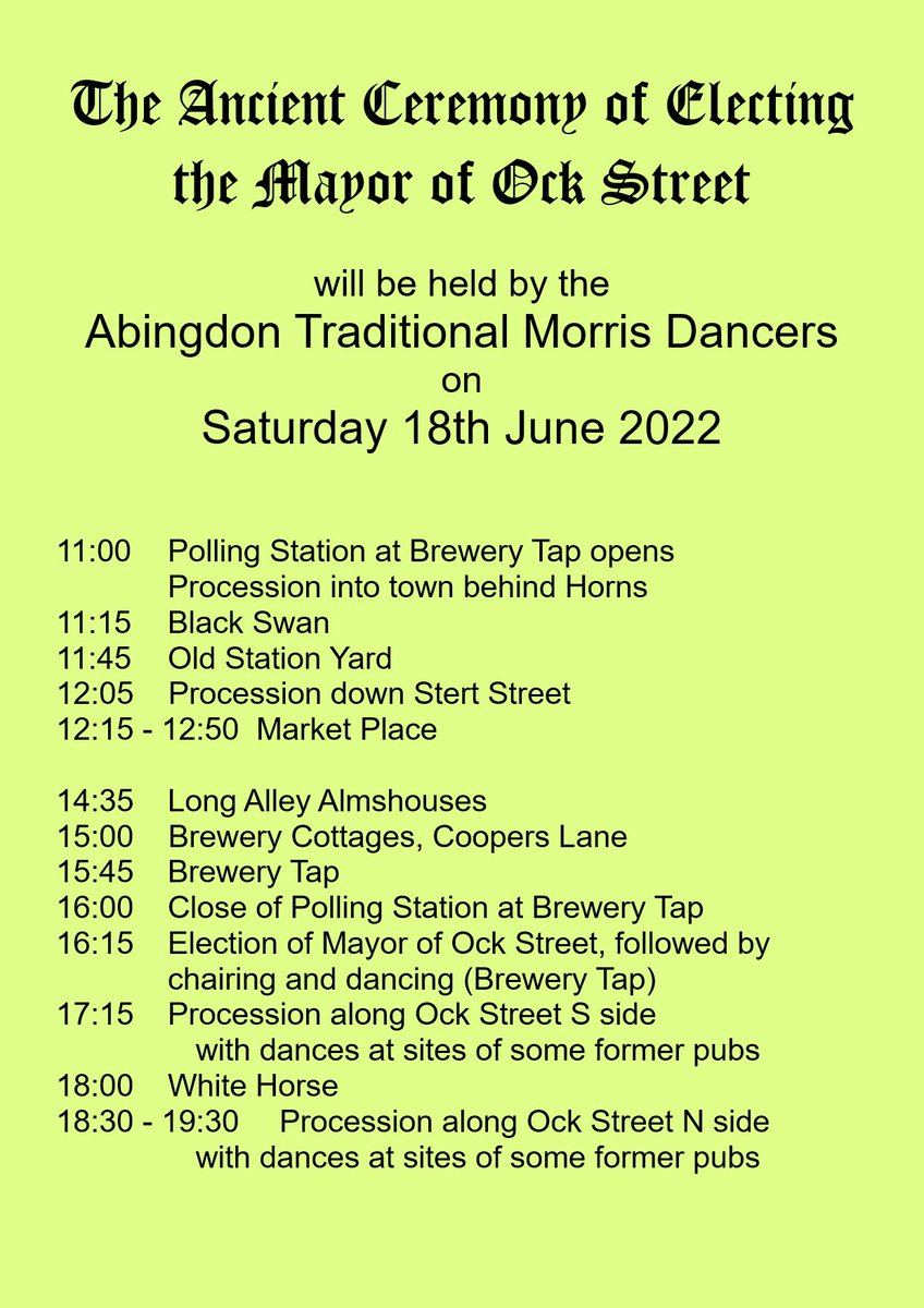 <a href="/BBCSouthNews/">BBC Hampshire & Isle of Wight</a> <a href="/BBCOxford/">BBC Oxfordshire</a> <a href="/TheOxfordMail/">Oxford Mail</a> 
<a href="/AbingdonEvents/">ACE Christmas Toy Drive</a> <a href="/AbingdonTC/">Abingdon-on-Thames Town Council</a>  #ockstreet
<a href="/TheTapAbingdon/">The Brewery Tap</a> <a href="/LaylaMoran/">Layla Moran 🔶🕊️</a> <a href="/abingdonoxon/">Abingdon Oxon</a> <a href="/MorrisFed/">Morris Federation UK</a> <a href="/town_abingdon/">Abingdon Town Magazine</a>
<a href="/KatOrman/">Kat Orman</a> <a href="/Ben_Edge_Art/">Ben Edge</a> @BuryStAbingdon <a href="/MorrisHub/">MorrisHub</a> <a href="/MorrisCall1/">Morris Call</a> <a href="/Team_AbingdonUK/">Abingdon Town Team</a> <a href="/FolkCalendar/">Folk Calendar</a> <a href="/OpenMorris/">Open Morris</a> #morris #mayorsday