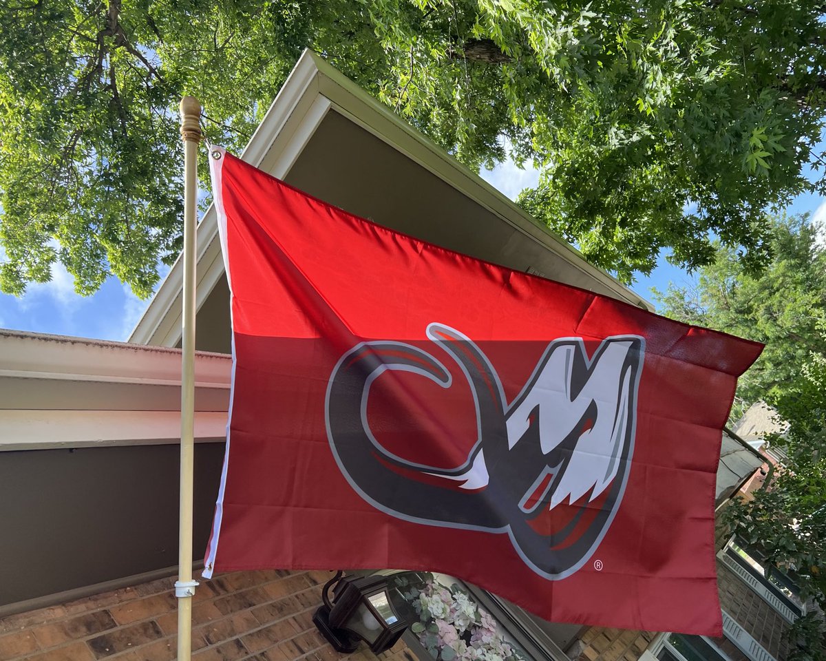 fisheysoup's tweet photo. Flag flying high celebrating the ⁦@MammothLax⁩ victory! 
#tuskup #game3 https://t.co/XvptCSgGrE