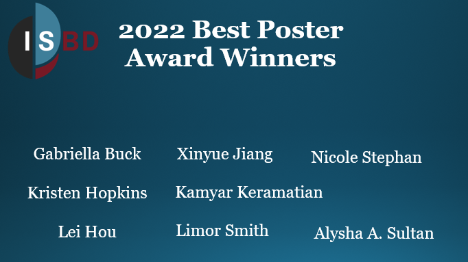ISBD4's tweet photo. We would like to congratulate the following #ISBDExperience Best Poster Winners!
Stop by the poster gallery to see these and all of the great posters! https://t.co/s80MU7cbkV
