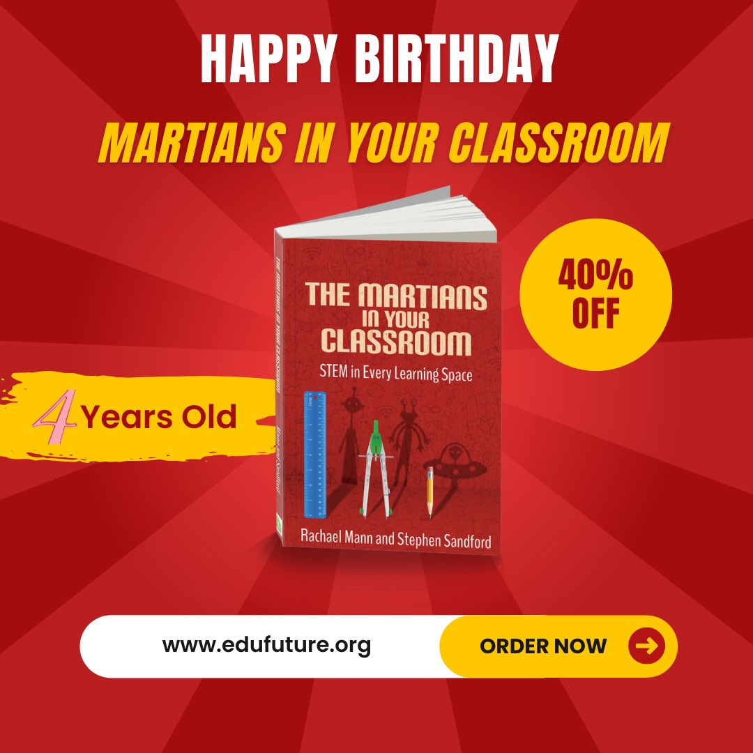 Last day for 40% off of The Martians in your Classroom: STEM in Every Learning Space.

Get your copy today! #STEM #SummerReading #bookclub 

a.co/9JFTsqD