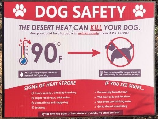 The poster is from AZ, but the message applies <a href="/JeffcoOpenSpace/">Jeffco Parks & Open Space</a> today. Hot trails can be deadly for #dogs. Walk early or late in the day to avoid K9 heat stress &amp; heat stroke. Some dogs collapse without warning. Look for symptoms such as thick saliva &amp; frequent stops. #safety