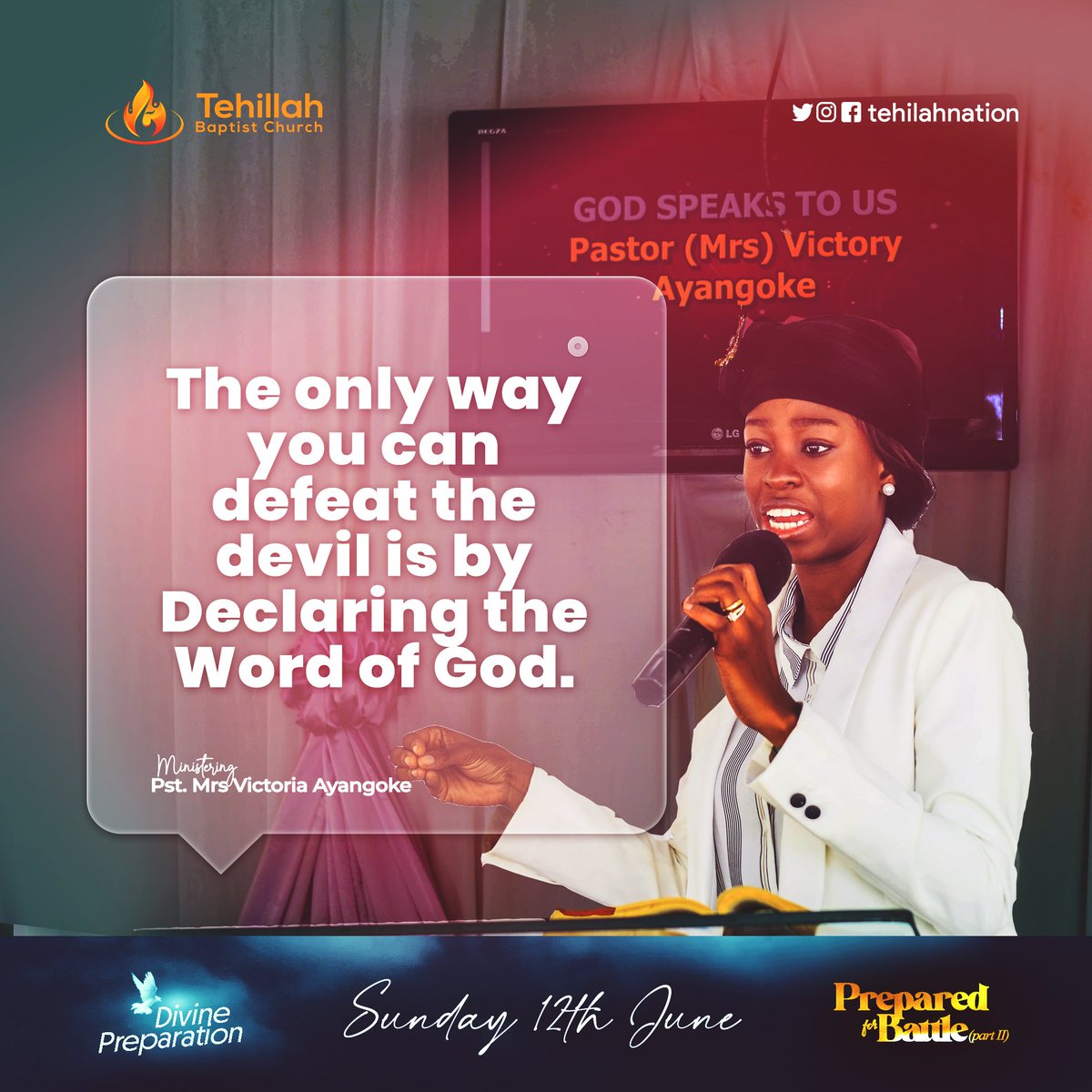 TehillahNation's tweet photo. Excerpts from Sunday Service (12th June 2022)
#TehillahBaptistChurch
#ogbomosochurch
#tbconline
#preparedforbattle
#DivinePreparation https://t.co/kYKcMdrbj2