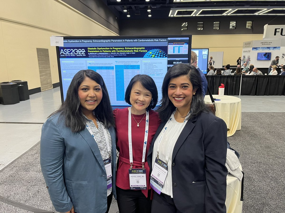 EGarciaSayan's tweet photo. Outstanding work by our @UTHCardiology @UTHimres team presented at #ASE2022 on pregnancy, cardio-metabolic risk factors and diastolic function parameters. Congratulations @AYarrabothulaMD @LYnalvez, Atia Amatullah, @PatrickKee4 and Dr Poyee Tung 👏 https://t.co/2IT665NhEM