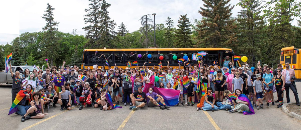 RegPublicSchool's tweet photo. Thank you to all the students, staff, trustees, friends and families, dogs &amp; one cat that joined us in the @QueenCityPride parade. @RPSTA @GSSD204 https://t.co/t5M5VSdT1x