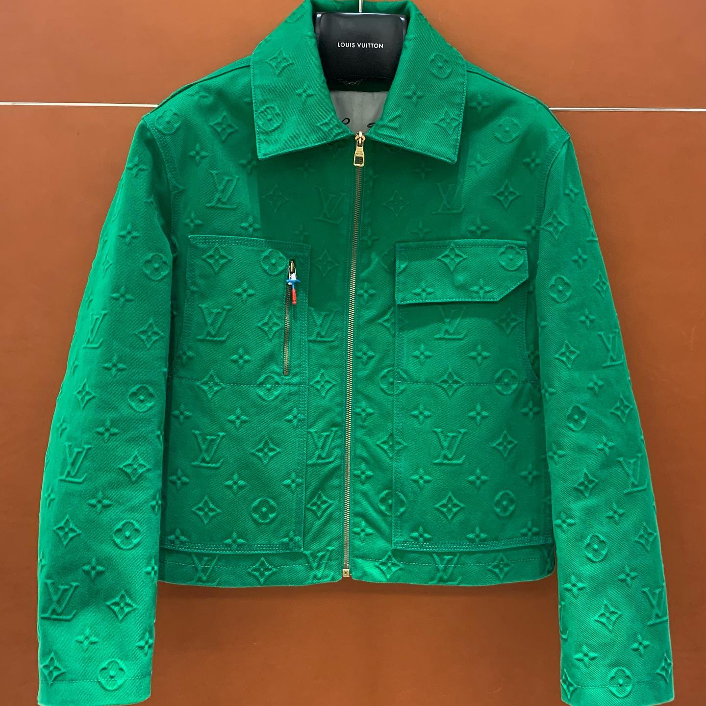 lv green denim jacket