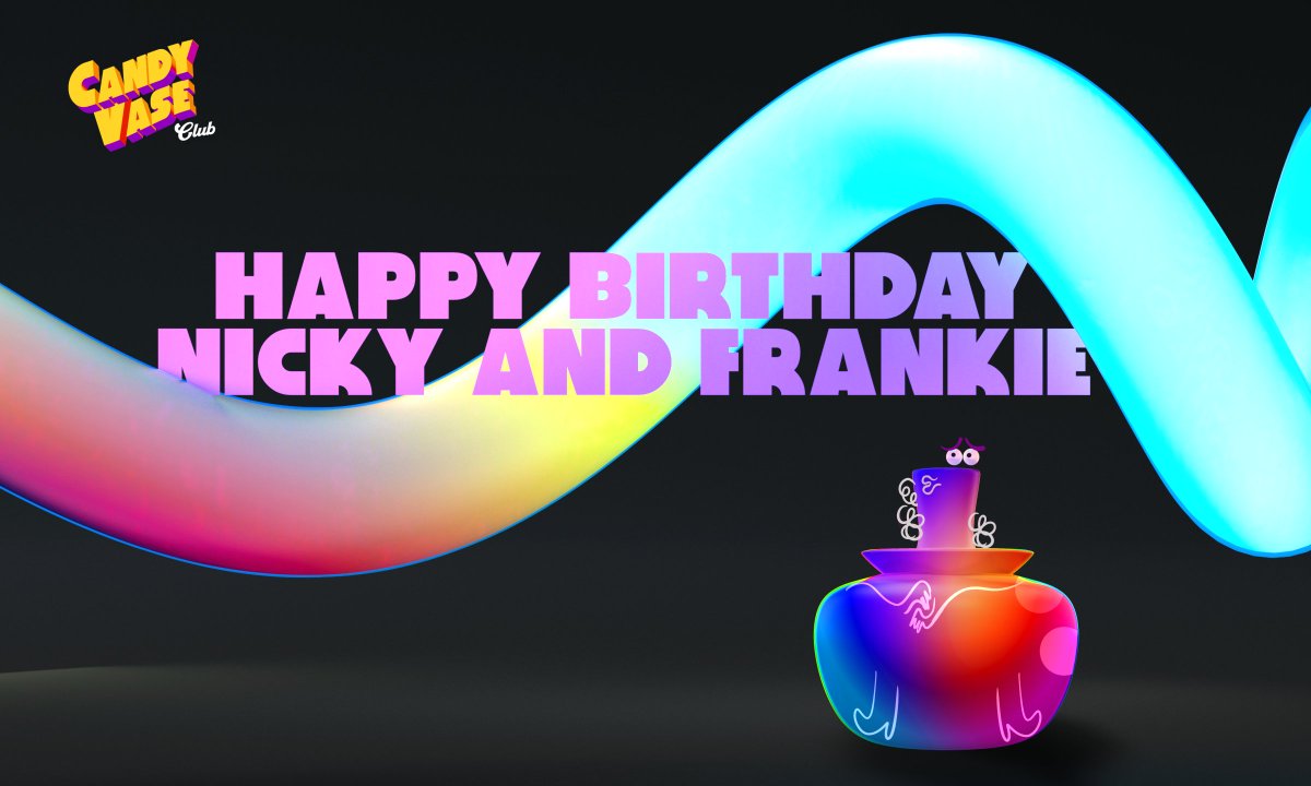 GM Candies! 🏺🍬

This past week it was both our Founders Birthday's!
Just want to take a second to wish them both a Happy Birthday.. 

as well as..
🍬GIVEAWAY🍭
.2 #Ethereum 

to enter,
♻️RT + ♥️ Like
👨‍👩‍👧Follow 
<a href="/CandyVaseClub/">CandyVaseClub</a>
 
🏺🍬🏺🍬🏺🍬🏺🍬
#NFTGiveaway #NFT #eth