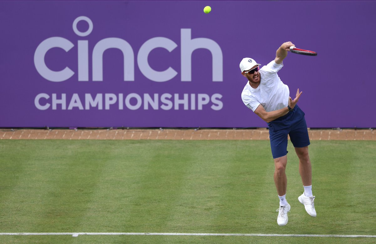 QueensTennis's tweet photo. Bedding in centre court 🌱

Our top doubles players got the 1st hit on our famous court today

#cinchChampionships https://t.co/khUiXiyoJU