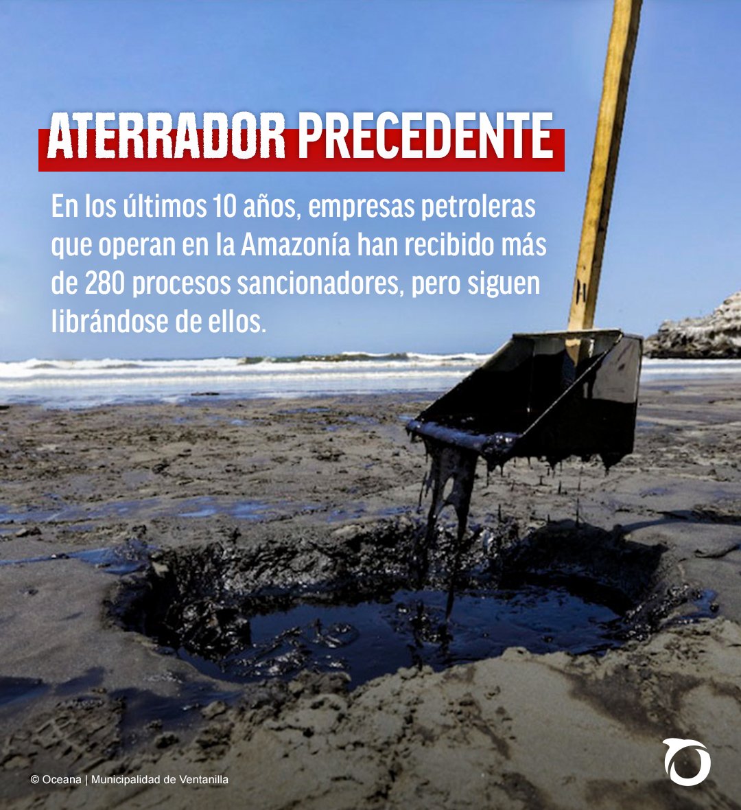Oceana_Peru's tweet photo. ⚠ Sobre #RepsolPerú recaen al menos 17 medidas administrativas, 11 Procesos Administrativos Sancionadores, una investigación preliminar y multas que podrían superar los 300 millones de soles. ¿Cómo se ha manejado la justicia en desastres ambientales anteriores? https://t.co/RqJNsPHPIU