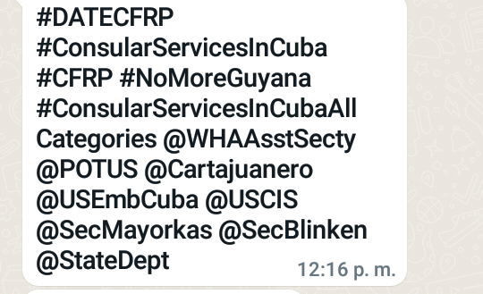 TerreroArelis's tweet photo. Por la familia cubana.
No somos una categoría 
SOMOS UNA FAMILIA QUE SUFRIMOS POR AÑOS.
#NoMoreGuyana @USCISlayorkas #ConsularServicesInCubaForAllCategories #CFRP https://t.co/bpAhU04DOw