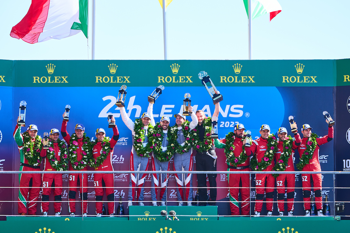 24hoursoflemans's tweet photo. The wholesome content that makes it all worthwhile!

Your 4️⃣ podiums from the 2022 edition of Le Mans

*See if you can find @afelixdacosta's trophy🙌🏆🙌  

#LeMans24 | @FIAWEC https://t.co/ntYPuf5VHf