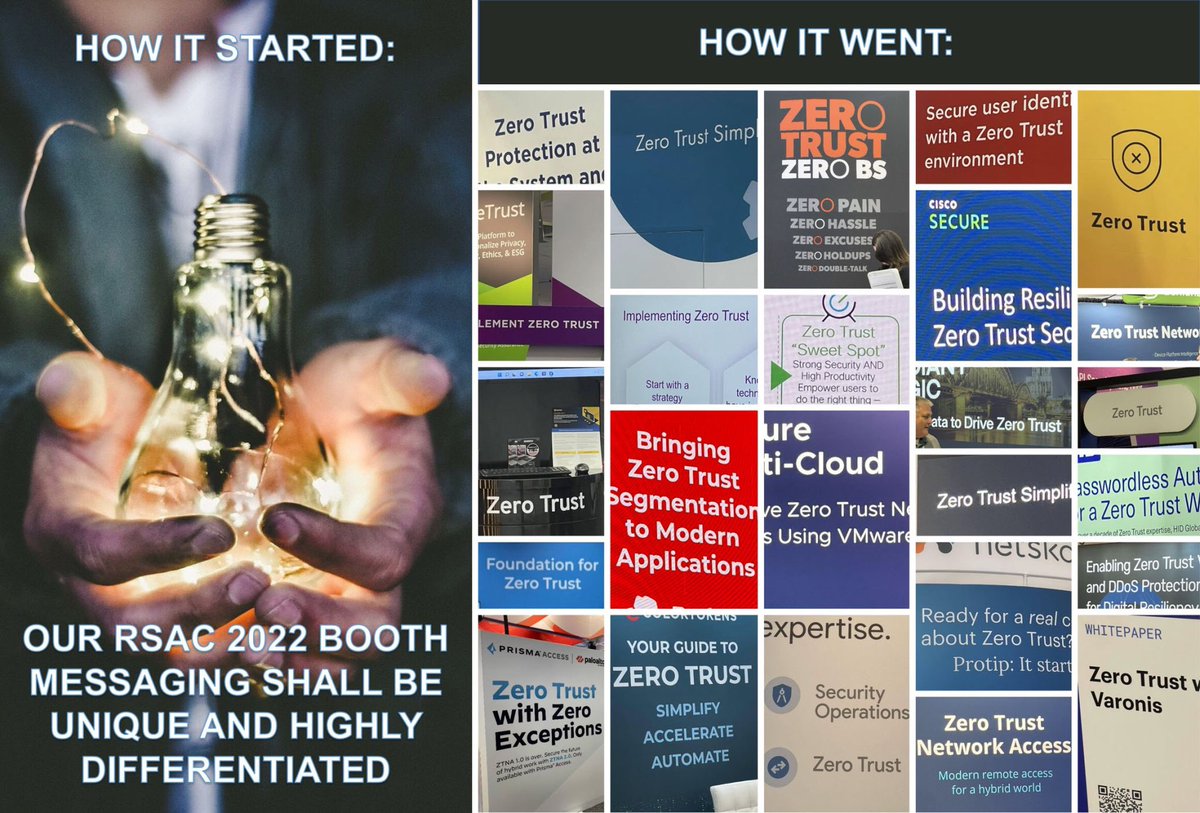 The struggle is real for #RSAC booth copy writers. #ZeroTrustFTW