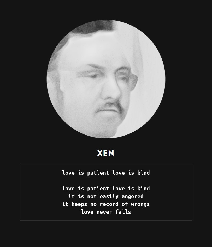 XenTheOrigin's tweet photo. love is patient love is kind https://t.co/QSgXT6TDr6