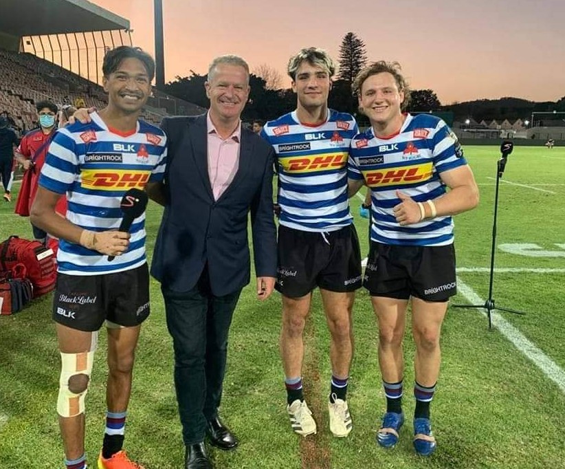 Four ODs were involved as Western Province beat the Sharks 28-21 in the Currie Cup in Stellenbosch on Friday.

Cornel Smit kicked 13 points to secure the win. Pictured with fellow ODs flyhalf Tristan Leyds, replacement back Johnny Roche &amp; match commentator Matt Pearce. Well done!
