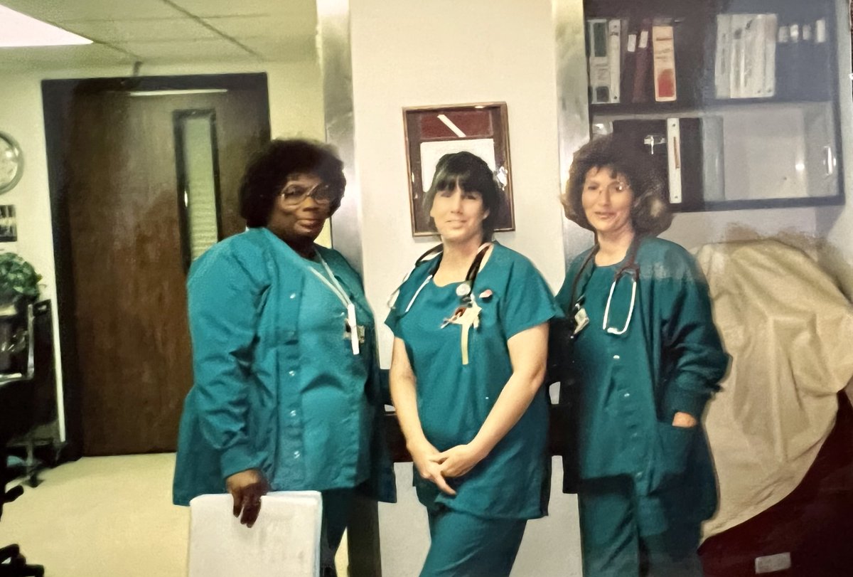 relic7575's tweet photo. I’ve been looking through albums. Found late 80’s pictures of my L&D crew and postpartum. I’m not in them since I’m holding the camera. Check out the patients on the whiteboard! This is when RNs wore WHITE except L&D or OR. No caps tho.
#NurseTwitter
#OBNurses https://t.co/hIpO7p4VFR