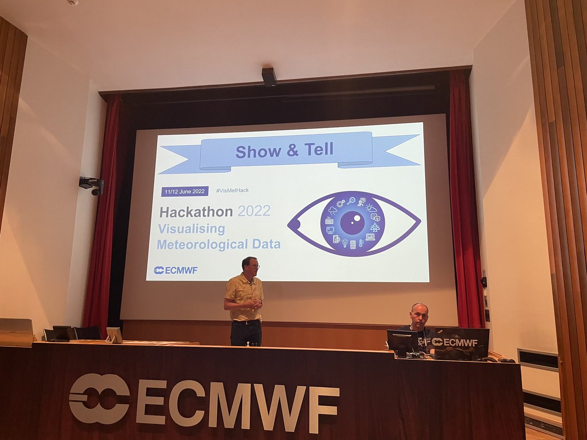 elinbjon's tweet image. #VisMetHack judging happening @ECMWF 
Thanks to all the participants for their efforts!