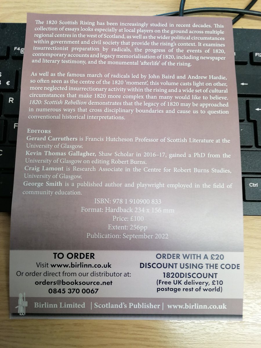 Gerard Carruthers (@gerardcarruthe2) on Twitter photo Discount leaflet arrived for 1820 volume, out in November. I am making a film 'One Night in Paisley 1822' on back of this.
<a href="/tamdeanburn/">Tam Dean Burn</a> <a href="/craigscrolls/">Craig Lamont</a> <a href="/CHRYSOTILEmice/">George Smith</a> <a href="/KevTGallagher/">Dr G</a> <a href="/PaisleyMuseum/">Paisley Museum</a> <a href="/the1820society/">the1820society</a> <a href="/1820Radical/">Radical_1820</a> <a href="/UofGCritStudies/">UofG Critical Studies</a> <a href="/scotlit/">Association for Scottish Literature</a> Discount leaflet arrived for 1820 volume, out in November. I am making a film 'One Night in Paisley 1822' on back of this.
<a href="/tamdeanburn/">Tam Dean Burn</a> <a href="/craigscrolls/">Craig Lamont</a> <a href="/CHRYSOTILEmice/">George Smith</a> <a href="/KevTGallagher/">Dr G</a> <a href="/PaisleyMuseum/">Paisley Museum</a> <a href="/the1820society/">the1820society</a> <a href="/1820Radical/">Radical_1820</a> <a href="/UofGCritStudies/">UofG Critical Studies</a> <a href="/scotlit/">Association for Scottish Literature</a>