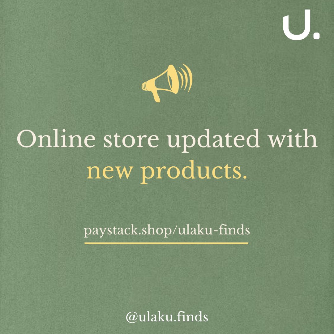 📣 We have updated our storefront with new photos and products. Go check it out and let us know what you think ♻️💚

paystack.shop/ulaku-finds

#UlakuFinds #HomeKeeps #HomeGoods #HouseDecor #SustainableDecor #EthicallySourced  #HandwovenBlanket #CeramicsLagos #DecorLagos #Aesthetic