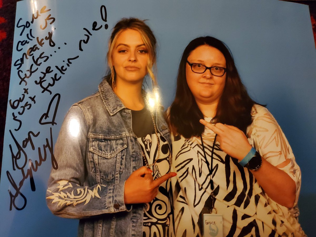 GracieK007's tweet photo. When the bestie asks you to sign her photo, you sign her photo! Thanks for the shenanigans @RealGolightly ! https://t.co/7SGFiCywMB