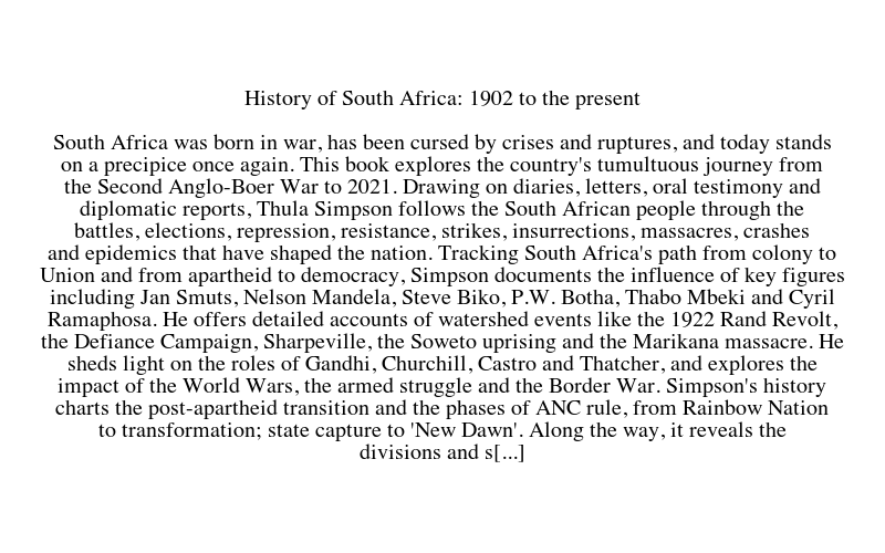 New history books in the UK on Twitter "History of South Africa 1902