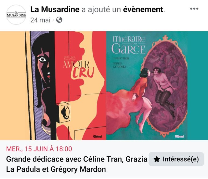 Et Mercredi, je vous retrouve en d&eacute;dicace &agrave; @lamusardine 🤗aux c&ocirc;t&eacute;s de Grazia La Padula, dessinatrice<a class="tags" target="_blank" title="On Twitter" href="/?out=eyJ0eXAiOiJKV1QiLCJhbGciOiJIUzUxMiJ9.eyJpYXQiOjE3MjIzMDg0MzgsImlzcyI6InR3cG9ybnN0YXJzLmNvbSIsIm5iZiI6MTcyMjMwODQzOCwiZXhwIjoxNzUzODQ0NDM4LCJyZWRpcmVjdF91cmwiOiJodHRwczovL3R3aXR0ZXIuY29tL2xhbXVzYXJkaW5lIn0.MmFGdxri6GUu7f9YGAn7ZbiWCPveBOYq30gHyszxw1QWdSzFxuQ0MTgdx-CQRGDc-YI0THQ8FkGXUR2bLILx1g">@lamusardine</a><a href="/tag/yoga"class="tags"><span>#yoga</span></a><a href="/tag/paris"class="tags"><span>#paris</span></a><a href="/tag/stretch"class="tags"><span>#stretch</span></a><a href="/tag/bienetre"class="tags"><span>#bienetre</span></a>