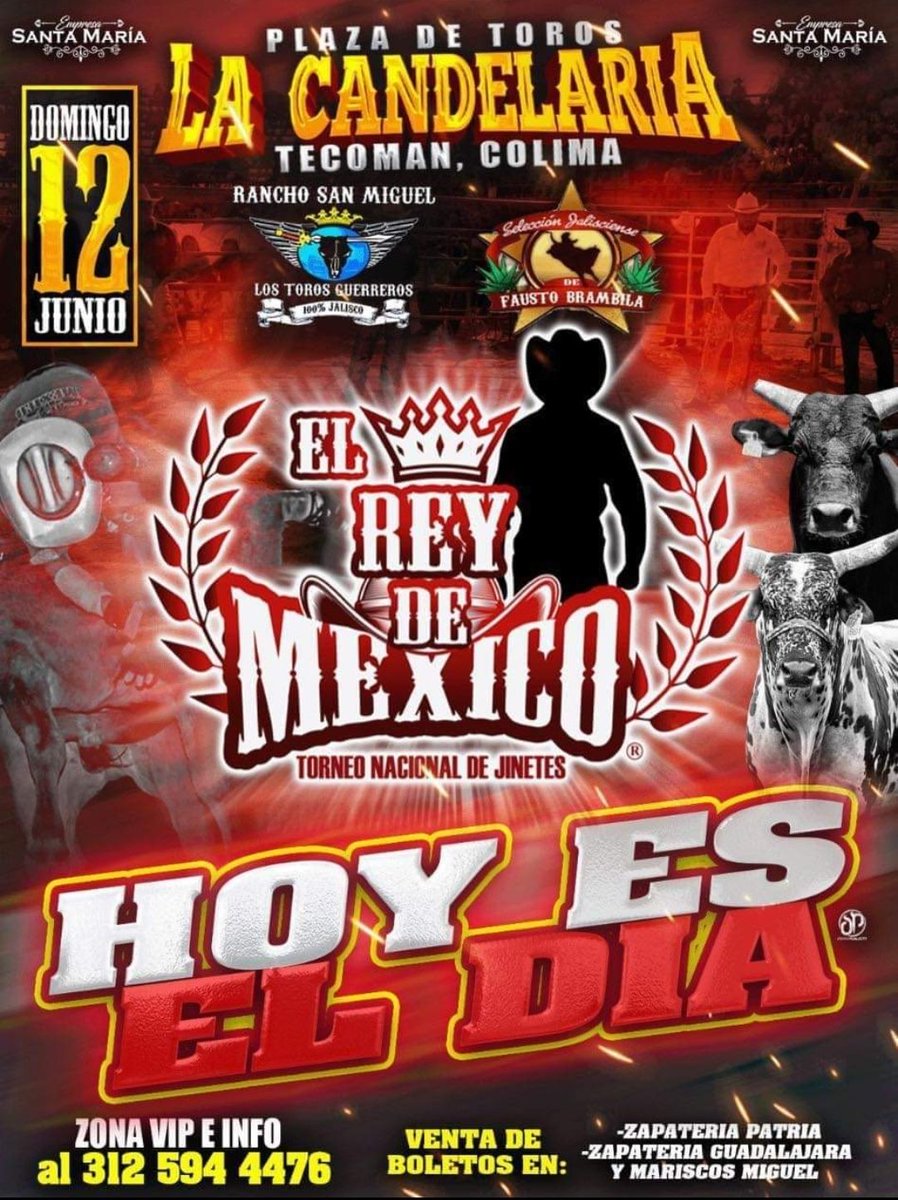 SeleccionJ's tweet photo. No hay fecha que no se llegue, ni plazo que no se cumpla....
🟣HOY HOY HOY HOY HOY HOY HOY 🟣

📌Tercera Eliminatoria
👑🇲🇽EL REY DE MÉXICO🇲🇽👑📌
📆Domingo 12 de junio
🏟 Plaza De Toros La Candelaria De Tecoman Colima 

5 jinetes https://t.co/EU4HmFTXId