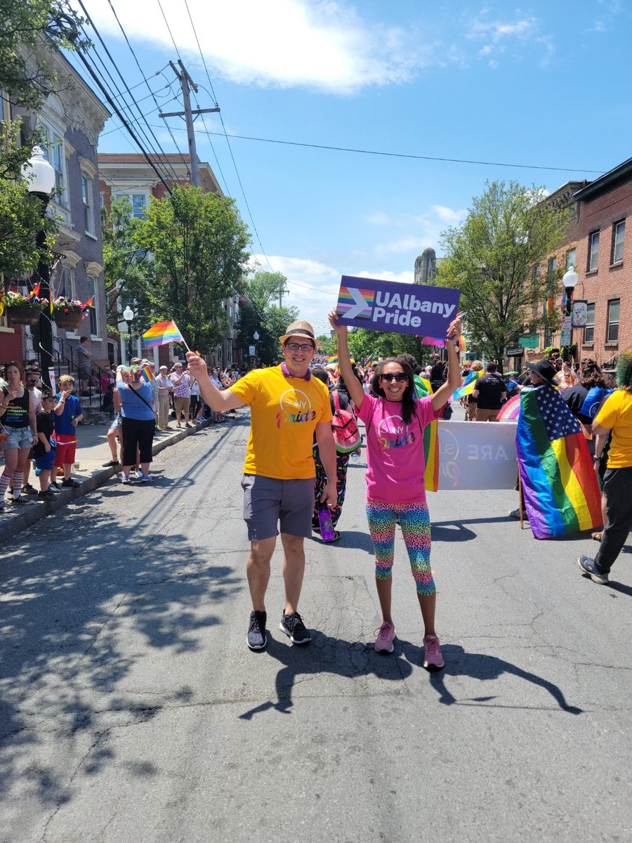 ualbany's tweet photo. A great afternoon in Albany with the #UAlbany and @SUNY communities walking in the Capital Pride Parade! https://t.co/6myMg8UBGH
