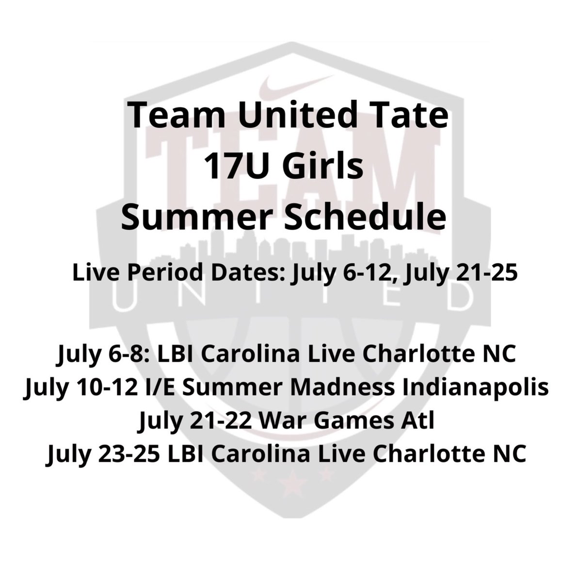 TUGirlsBB's tweet photo. 🚨Team United Tate 🚨Summer Live Period Schedule!! Coaches Tap In 📞We working over Here 🏀💪🏽 T.U.F.F. https://t.co/dBf9lh0hr4