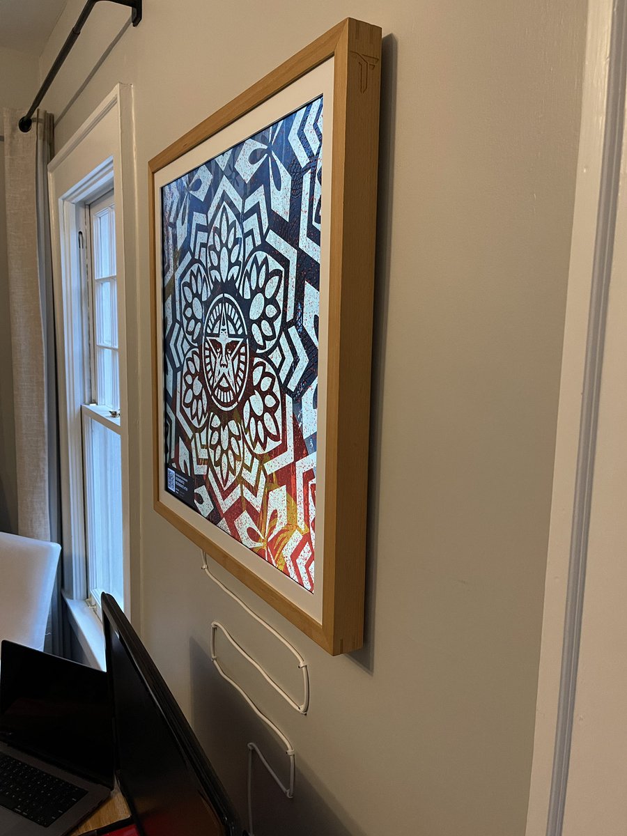 james_in_cali's tweet photo. Installed my 33” SQR @TokenframeNFT last night.  Favorite thing on my walls and that’s saying a lot.  Can’t recommend enough! #nft #OBEY #tokenframe https://t.co/KUyoYpoDxT