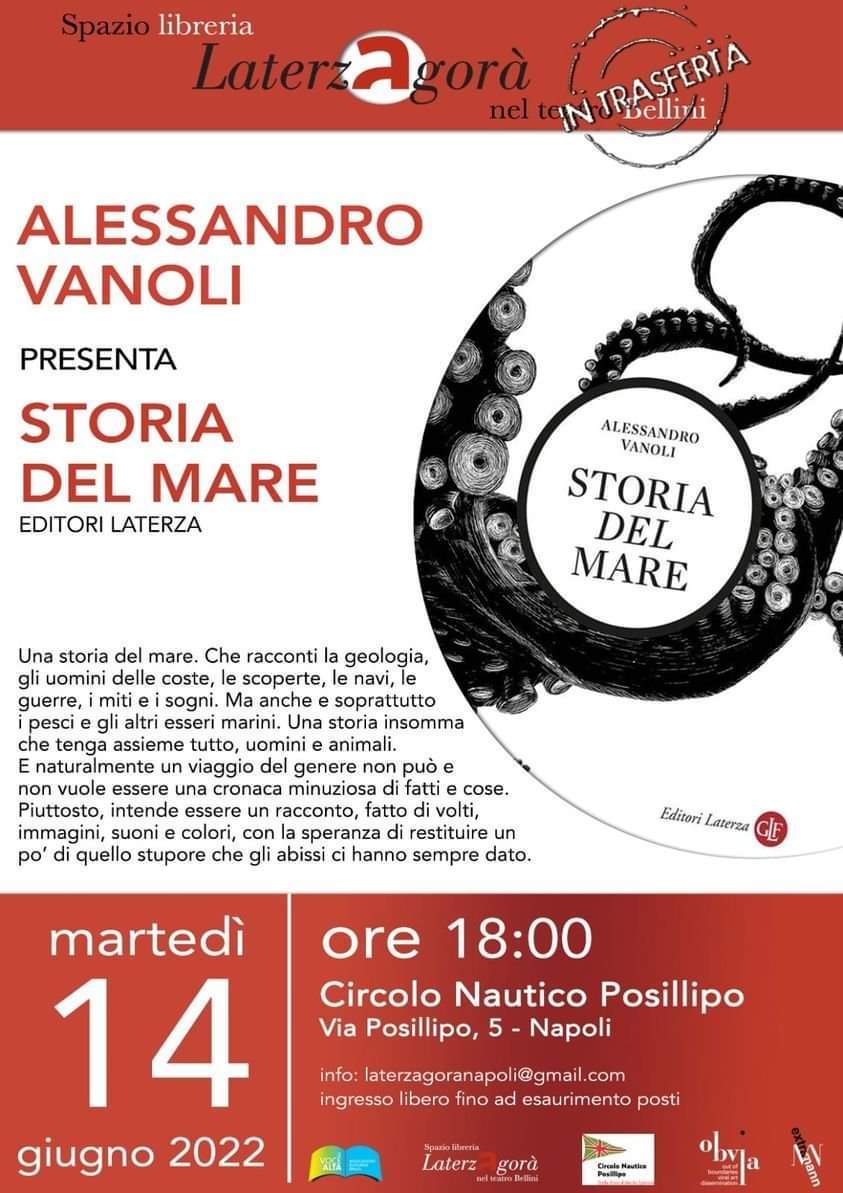 Laterzagorà va in trasferta!

Martedì avrò il piacere di dialogare con l'amico @VanoliAle sul suo nuovo libro 'Storia del Mare' (@editorilaterza) 🌊

Cosa aspettarsi: un viaggio tra trilobiti, Fenici, esploratori, rotte e abissi! 🧭