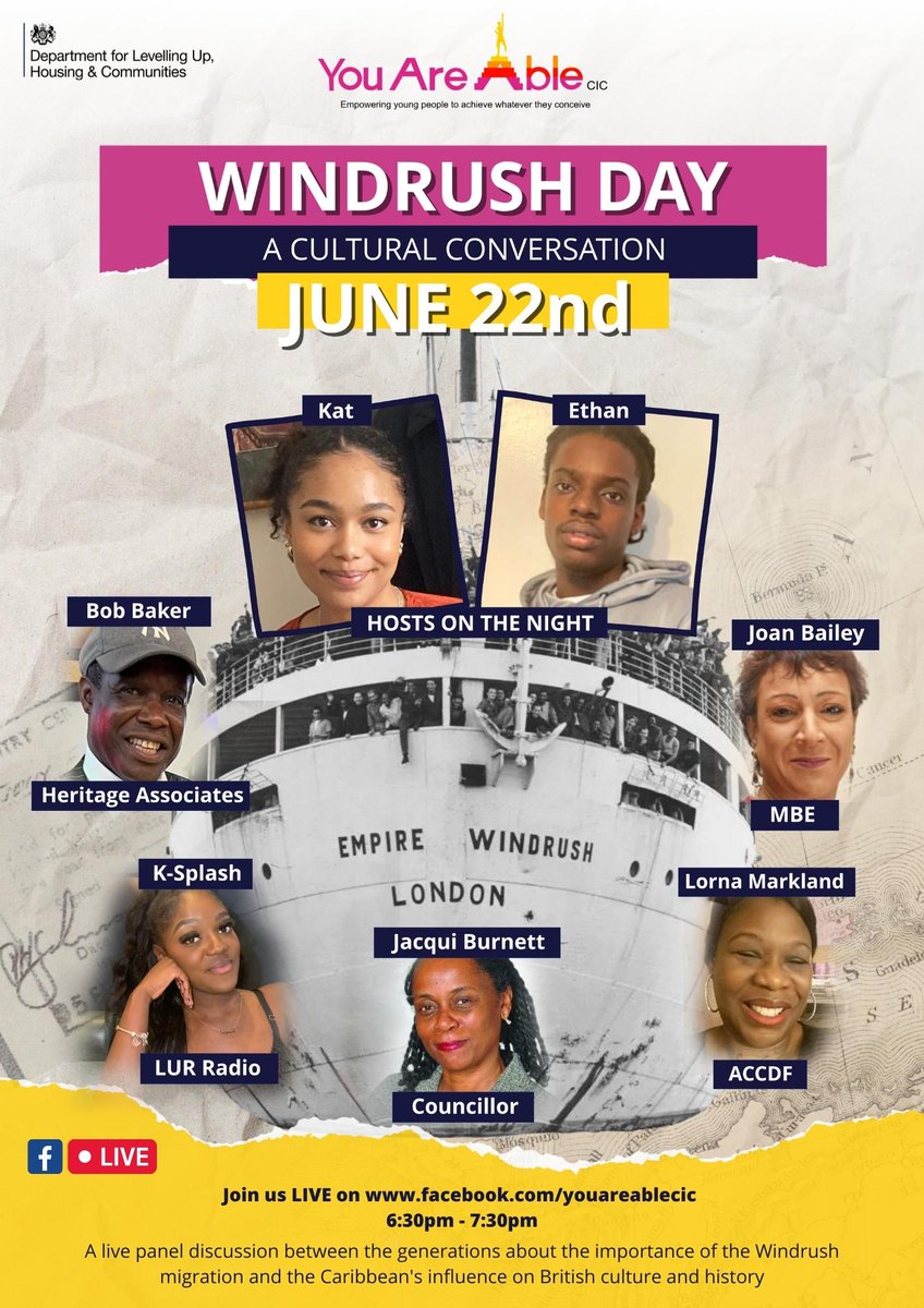 We’re losing British Caribbean culture daily as each of our elders passes away.

Join us this Windrush Day, June 22nd for a live panel discussion as we explore the past, present and future of Black British culture.