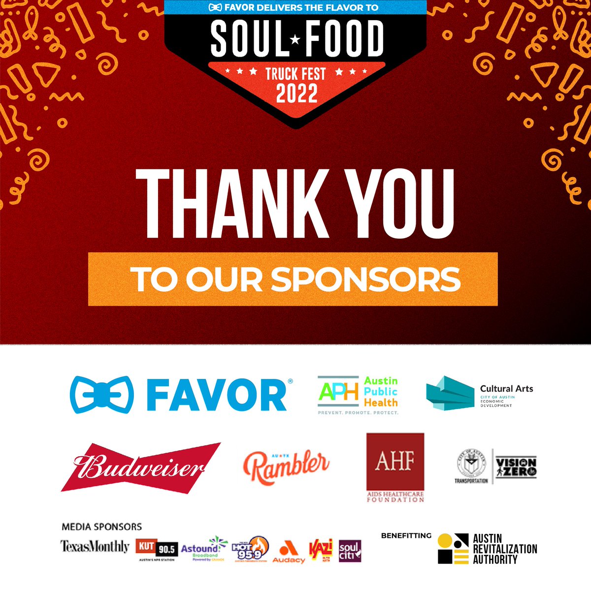 Thank you to our sponsors for supporting the 2022  <a href="/soulfoodtf/">soul food truck fest</a>. We appreciate you.

Get tickets to Soul Food Truck Fest now at soulfoodtruckfest.com

Saturday, June 18
11 am - 7 pm
Huston-Tillotson University
Austin, TX

#blackbusiness #blackbiz #celebratejunteenth #soulfood