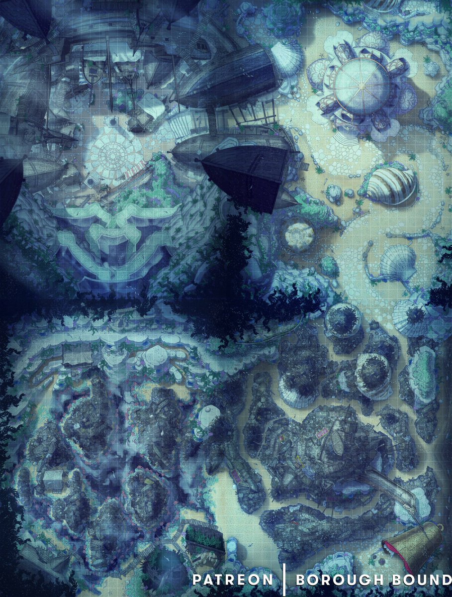 BoundBorough's tweet image. Hi Cze and Peku! Glad to see the triumphant return of the #RPGshowcase! Here are our first 4 parts of our underwater City of Muc-Mhara merged together!