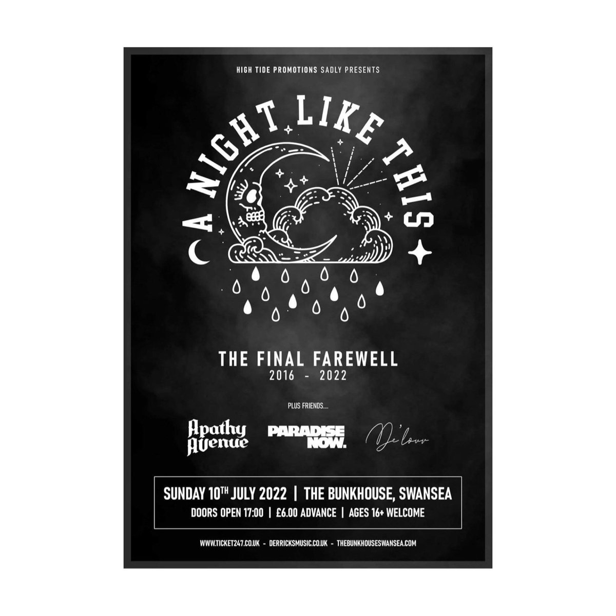 Delighted to announce that <a href="/ApathyAvenue/">Apathy Avenue</a> <a href="/paradisenowband/">Paradise Now.</a> and @Delourmusic will be joining us on our final show next month. 

Tickets available now;
anightlikethis.co.uk

🌙