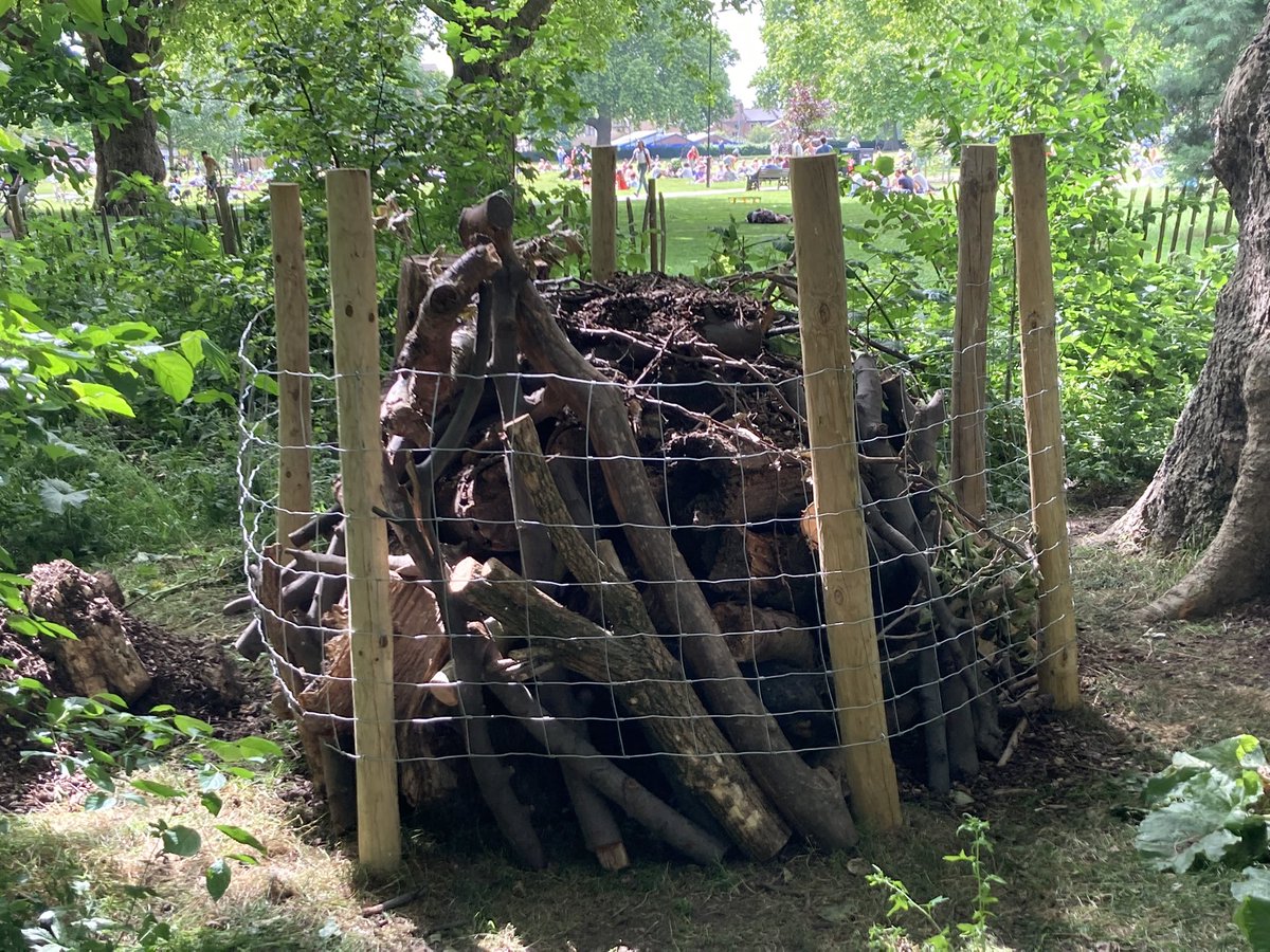 It’s been a busy weekend on #londonfields for #volunteers: we 
- built new #wildlifehabitats 
-repaired fencing 
- did the #litterpick
-rescued fledgling. 
Huge thanks to all for their efforts; it’s small steps but will positively contribute to #biodiversity in park.