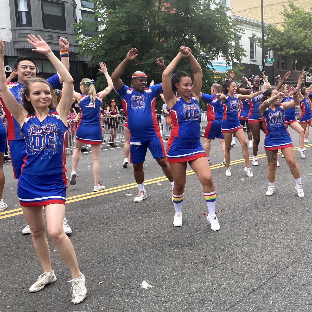 For more of this ✨️ energy ✨️, get to the Monument Stage NOW for a good view of our full pom dance and stunt routines - coming up in just over 10 minutes at 2:32PM! #CapitalPrideDC #reUNITED #AdultCheerleading #CharitableCheerleading #PCARocks