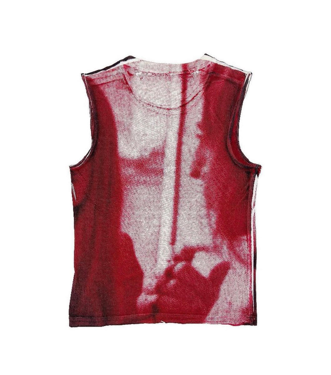 fashntalk's tweet photo. Maison Margiela: Full Print Graphic Face Tank Top (2004) https://t.co/no9LIzo8Hq