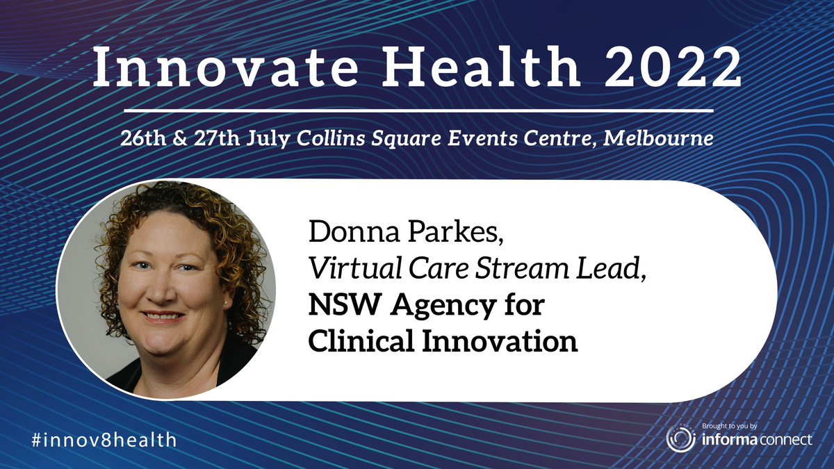 donna_parkes1's tweet photo. Looking forward to speaking at Innovate Health on the 26-27th July 2022. I hope you can join me for some networking and discussion. #HIsummit22 #InformaAustralia @FrankieBrewer @nswaci
The agenda and speakers can be viewed here: https://t.co/fJQFdinYnk https://t.co/5BPLaIZ8nf