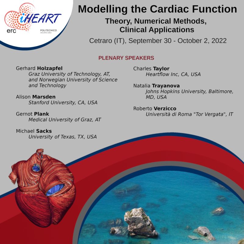 Last week to submit your abstract at the Modeling the Cardiac Function Congress that will be held in the beautiful location of Cetraro (Italy)! Abstract submission deadline: 20 June. For more information visit: iheart.polimi.it/mcf2022/ #heart #cardiacmodeling