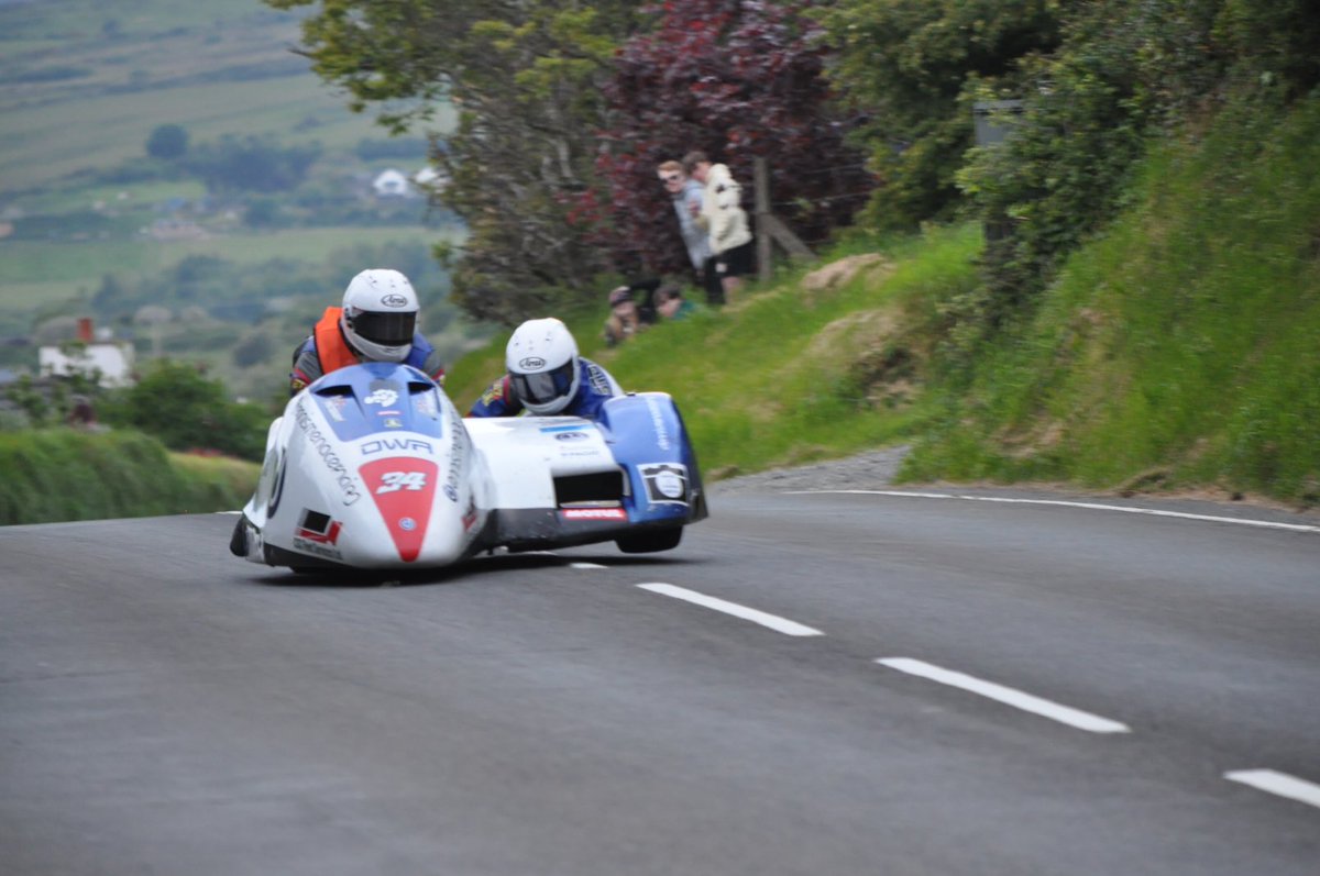 GaryJac1965's tweet photo. Not too sharp an image of Roger and Bradley but loved the wee bit of air under the 3rd wheel 👍🇮🇲😞 https://t.co/0JvHqcfevy