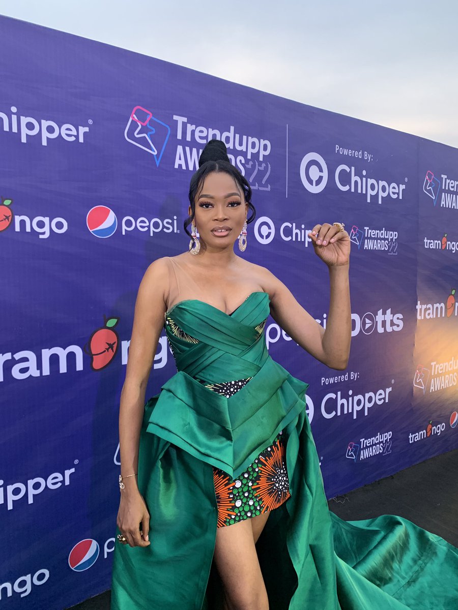 thisistrendupp's tweet photo. Our audacious host @iamKiekie_  live at the #TrendUppAwards2022 red carpet 

#PoweredByChipper
#TrenduppXChipper #RefreshedByPepsi https://t.co/jEl1u9lD4z