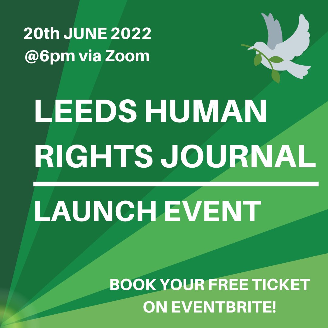 We’re extremely excited to announce the launch event for this year’s edition of The Leeds Human Rights Journal. Edition X ‘Sanctuary’ will be #published on the 20th June!🥳

Book your free ticket on EventBrite now!
eventbrite.co.uk/e/360545349847

#HumanRights #academia #publishing