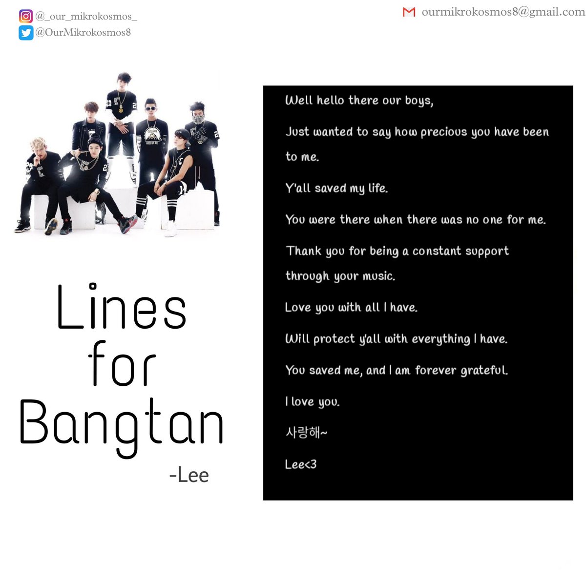 OurMikro_kosmos's tweet photo. BTS' 9th Anniversary Project : BTS Our Life Saviour

Lines for Bangtan: (3/4)

@lilmeowslove @parna_99

#BTSOurLifeSaviour #BTS https://t.co/DEg9dhphac