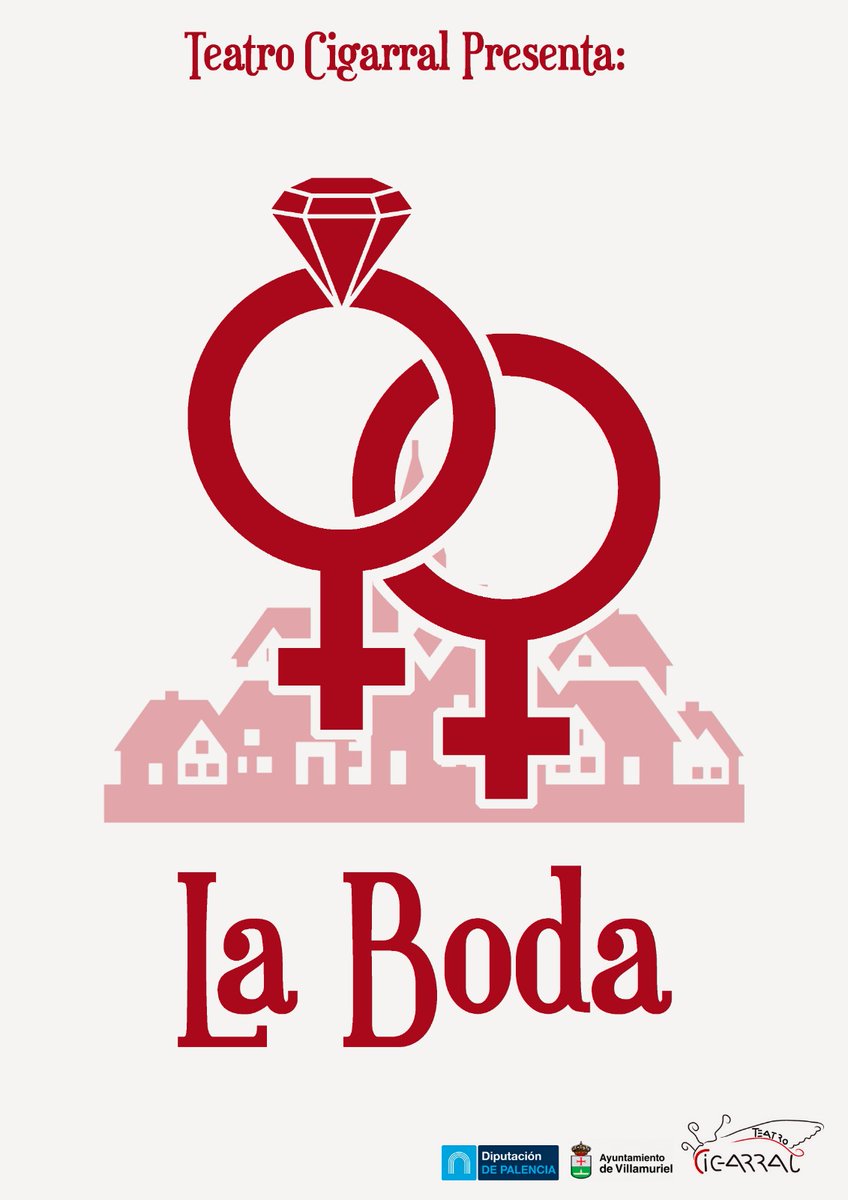 El domingo día 26 a las 20,00h en el teatro Jesus Meneses de Villamuriel de Cerrato, os invitamos a la boda más divertida en el pueblo más encantador. Os esperamos.